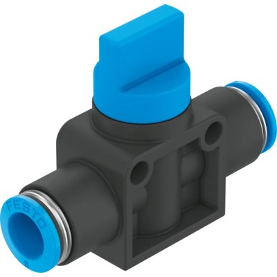 Festo HE-3-QS Series Pneumatic Manual Control Valve, Reinforced Polybutylene Terephthalate, 10 Bar Max Pressure, 0 HE-3-QS-8