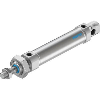 Festo Pneumatic Cylinder, DSNU Series, Double Acting, 25mm Bore, 70mm Stroke, Aluminium Body, Through Hole DSNU-25-70-PPV-A