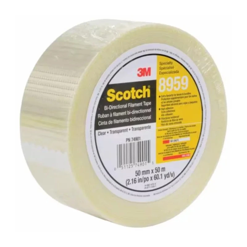 3M Transparent Scotch Packing Tape, 50 mm Width x 50 m Length, Biaxially Oriented Polypropylene Backing, Manual 8959 50MM