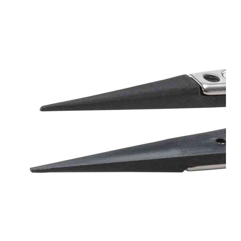 ideal-tek 130mm Stainless Steel Carbon Fibre Polyamide 66 Fine Straight Pointed ESD Safe Tweezer 3CFR.SA.1