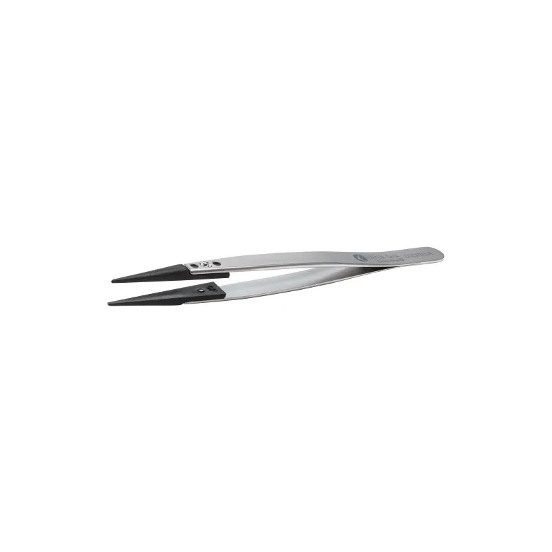 ideal-tek 130mm Polyamide 66 Carbon Fibre Stainless Steel Straight Thick ESD Safe Tweezer 00CFR.SA.1