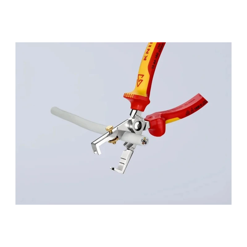 Knipex Copper Insulated Cable Cutter 0 to 10 mm², 180 mm Overall Length, Insulated Handle, Chrome Finish 13 66 180 T