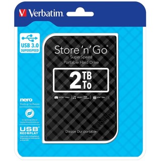 Verbatim 2.5 Inch 2 TB External Portable Hard Drive USB 3.0 Store 'n' Go 136-7748
