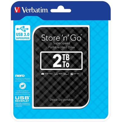 Verbatim 2.5 Inch 2 TB External Portable Hard Drive USB 3.0 Store 'n' Go 136-7748