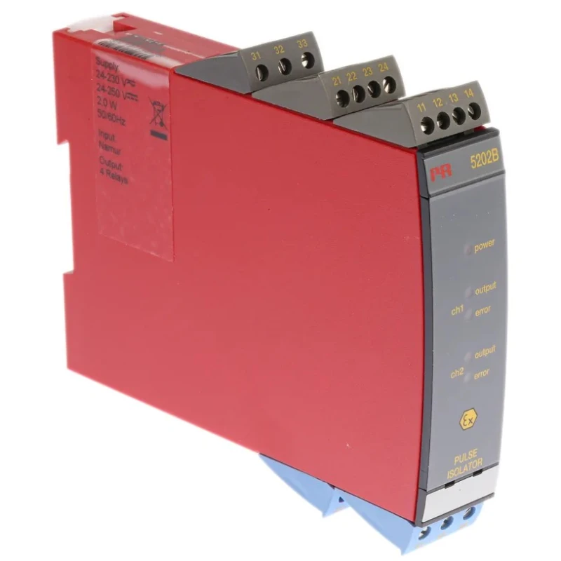 PR Electronics 2 Channel Galvanic Barrier Pulse IECEx ATEX DIN Rail Mount 21.6-300V AC 400mA 5202B4
