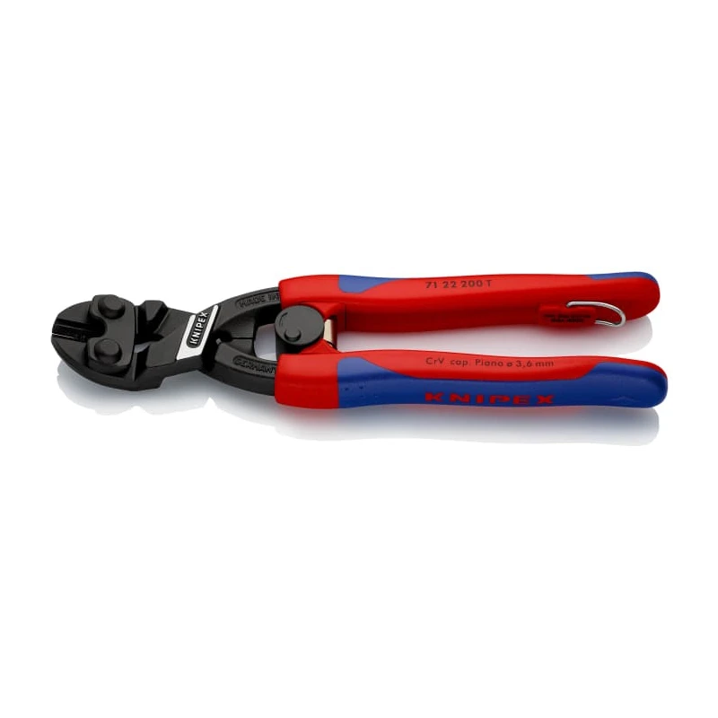 Knipex Chrome Vanadium Steel Compact Angled Bolt Cutter 200 mm 6 mm Cutting Capacity 71 22 200 T