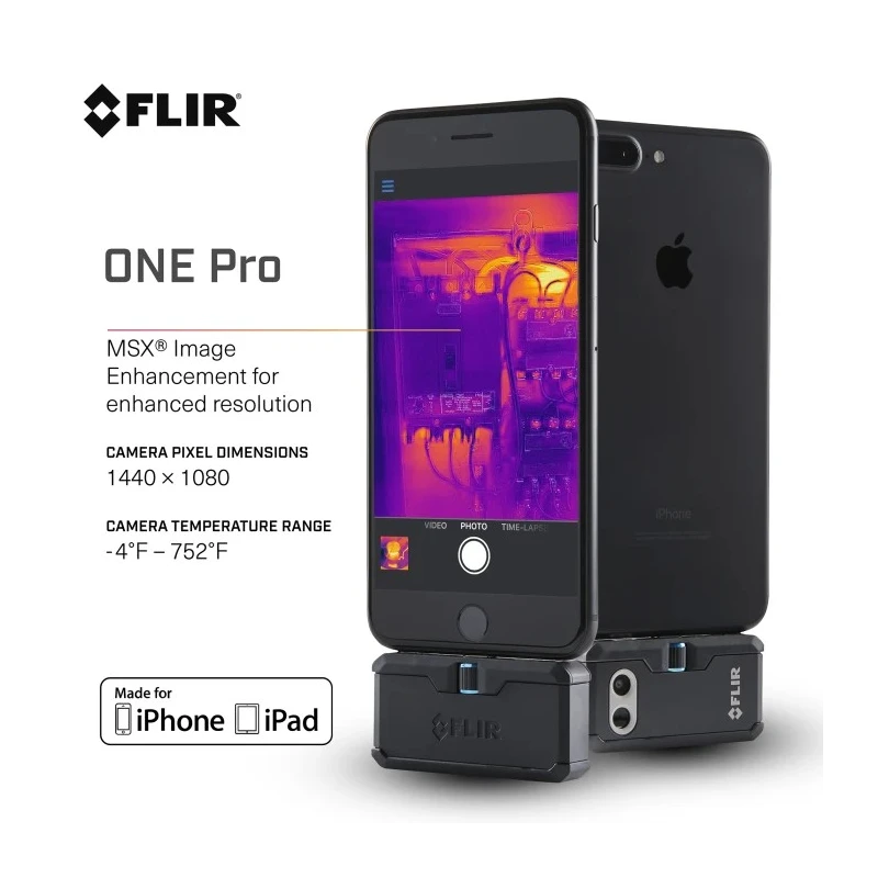 FLIR Thermal Imaging Camera, 400 °C Max Temperature, 160 x 120 Pixel Detector Resolution FLIR ONE PRO IOS (435-0006-03)