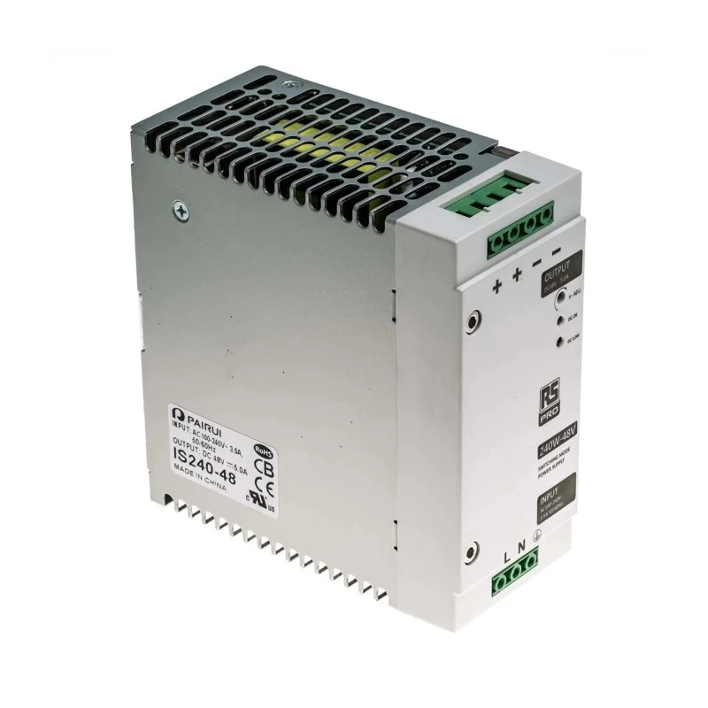 RS PRO Switched Mode DIN Rail Power Supply 240 W 55V DC Output 5 A Output Current 90-264V AC Input 1 Phase 136-8322