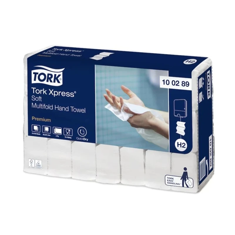 Tork Xpress Folded Paper Towel, 255 x 212 Unfolded mm, 85 x 212 Folded mm, 2-Ply, 150 Sheets 100289