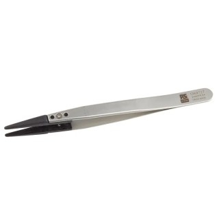 RS PRO 130mm Carbon Fibre Reinforced Plastic Bevel Straight Strong Thick ESD Safe Tweezer 136-9727