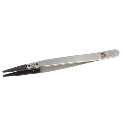 RS PRO 130mm Carbon Fibre Reinforced Plastic Bevel Straight Strong Thick ESD Safe Tweezer 136-9727