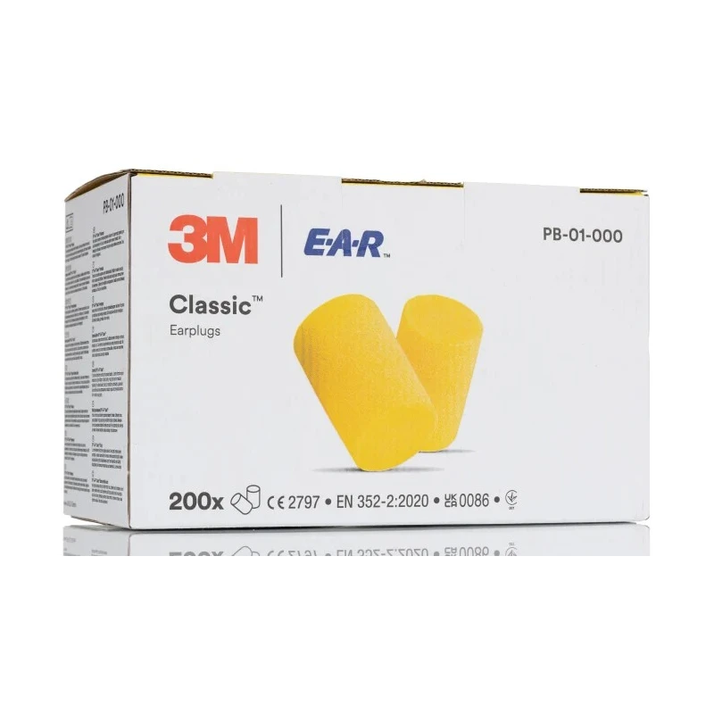 3M E.A.R Classic Series Yellow Disposable Ear Plugs 31 dB SNR 200 Pairs PB-01-000