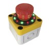 APEM A02ES-H Series Twist Release Emergency Stop Push Button Panel Mount 22mm Cutout 2 NO/2 A02ESH3B112IX0+PEA01+QH22L28RGC