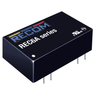 Recom DC/DC Converter 5V DC 1.2A 36V DC Input 18V Input 6W Through Hole DIP-24 Package REC6A