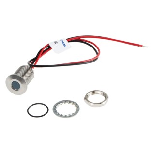 RS PRO Blue Panel Mount Indicator, 1.8V dc, 3.3V dc, 20mA, Lead Wire Termination, IP67, Flush Bezel 139-3358