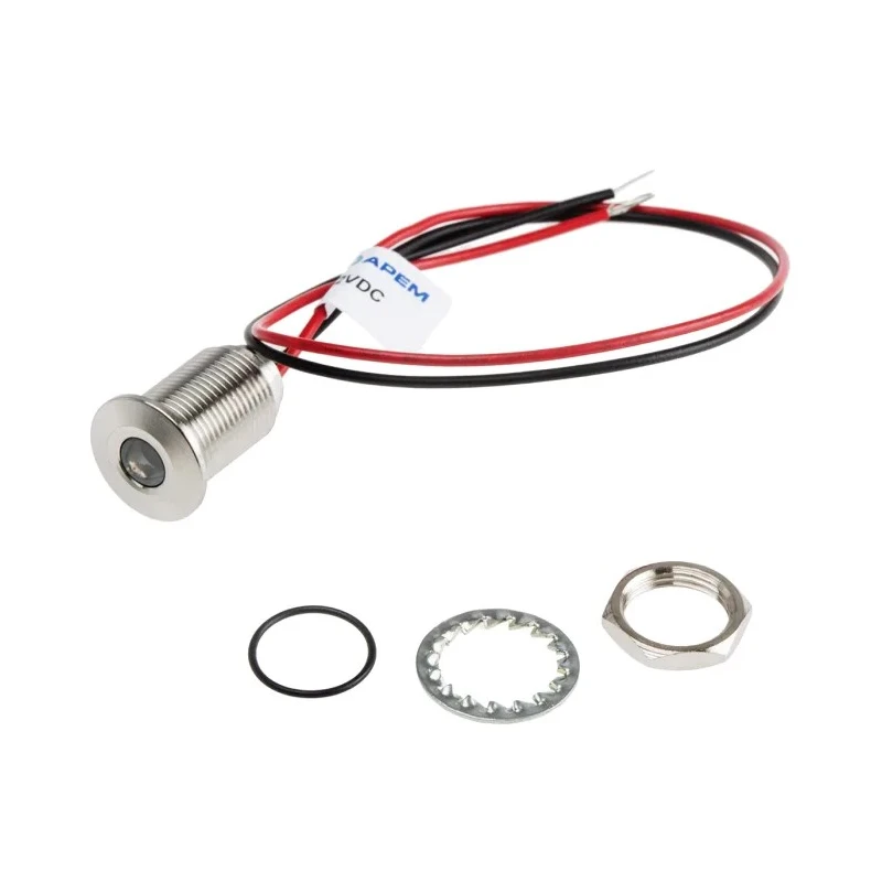 RS PRO Yellow Panel Mount Indicator, 10.8V dc, 13.2V dc, 20mA, Lead Wire Termination, IP67 Flush Bezel 139-3372