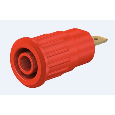 Staubli Red Female Banana Socket 4 mm Connector, Press Fit Termination, 1000 V, 24 A, Gold Plated 23.3120-22