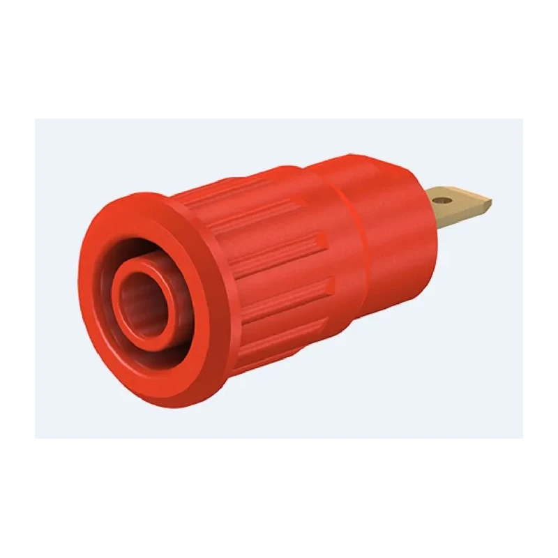 Staubli Red Female Banana Socket 4 mm Connector, Press Fit Termination, 1000 V, 24 A, Gold Plated 23.3120-22