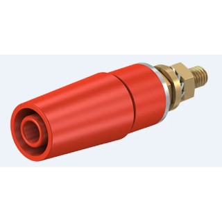 Staubli Red Female Banana Socket 4 mm Connector Bolt Termination 600V 32A Gold Plating 23.3050-22