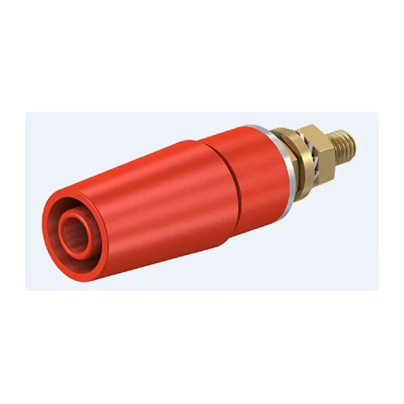 Staubli Red Female Banana Socket 4 mm Connector Bolt Termination 600V 32A Gold Plating 23.3050-22