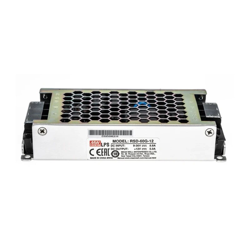 MEAN WELL DC/DC Converter , 12V DC Output, 36V DC Max Input, 5A Output Current, 60W Power, Chassis Mount, CE RSD-60G-12