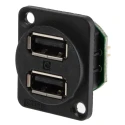 RS PRO USB Connector Panel Mount Female Straight Dual Port USB Type A USB 2.0 500V 143-8925