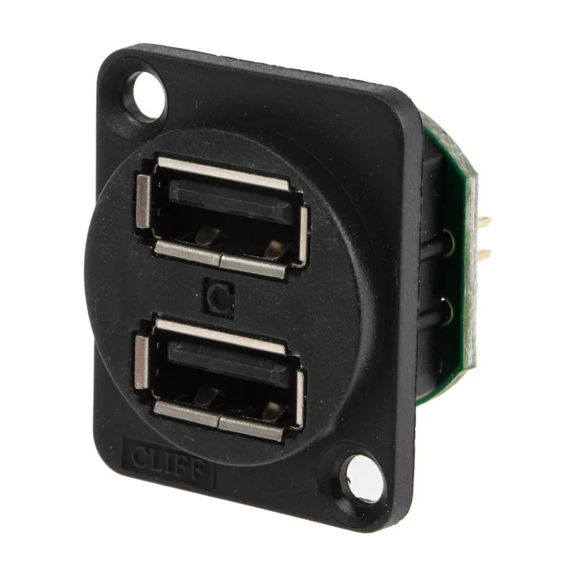 RS PRO USB Connector Panel Mount Female Straight Dual Port USB Type A USB 2.0 500V 143-8925