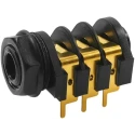 RS PRO Jack Connector 6.35 mm Panel Mount Female Stereo 3 Ways Gold Plated Contacts Nylon Housing 5A Solder 143-8933
