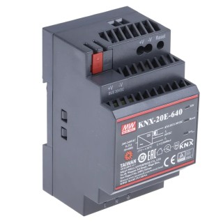 MEAN WELL KNX Switched Mode DIN Rail Power Supply AC/DC Input 180-264V AC, 370 V DC, Output 30V DC, 640 mA, 20 W KNX-20E-640
