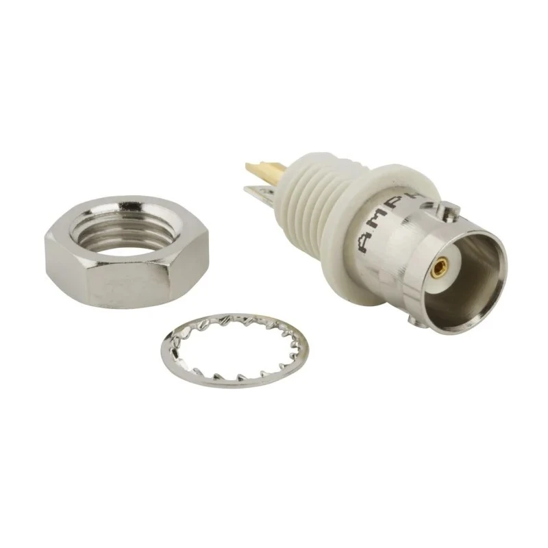 Amphenol RF BNC Series Coaxial Connector Panel Mount Female BNC 50 Ω Straight Body Solder 031-10-RFXG1