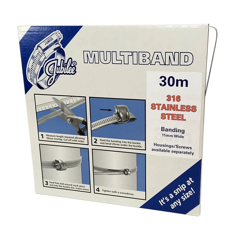 Jubilee Stainless Steel Hex Screw Banding Kit 11mm Width, 40mm Minimum Inside Diameter, 1 m Maximum Inside Diameter MB1902