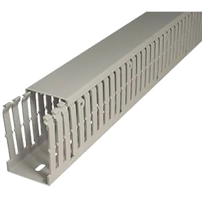 SES Sterling Grey Polyvinyl Chloride Open Slot Cable Trunking W25mm x D50 mm x L2 m GF-DIN-A7/5