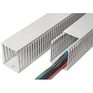 SES Sterling Grey Open Slot Cable Trunking W60mm x D60mm x L2m Halogen Free GN-HF-A6/4