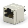 TE Connectivity Industrial Cat6 RJ45 Connector Female PCB Mount Vertical 2 Port 8 Way with Nickel Plated Brass Shield