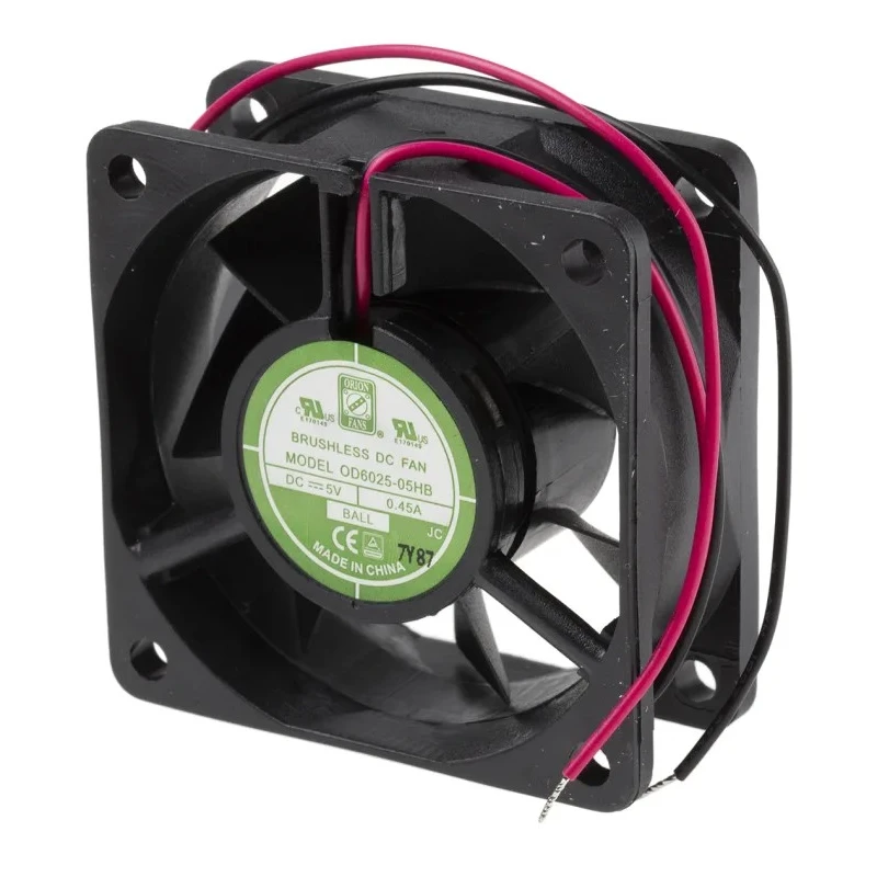 RS PRO OD6025 Series Axial Fan 5 V DC 1.4 W 39.1 m³/h 4500 RPM Ball Bearing IP55 60x60x25 mm 144-4123