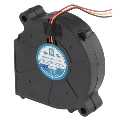 RS PRO Blower Centrifugal Fan 12V DC 7.45 CFM Brushless Dual Ball Bearing 5000 RPM 60 mm x 15 mm x 60 mm 144-4137