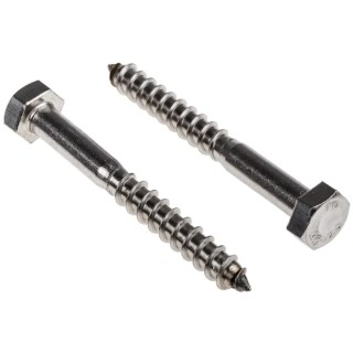 RS PRO Hex Coach Screw Stainless Steel M8 x 70 mm 144-3554