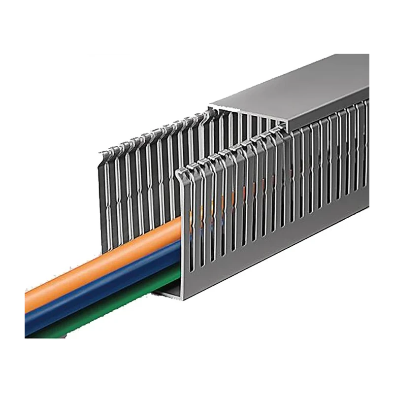 HellermannTyton Grey Wide Slot PVC Cable Trunking 25mm Width x 40mm Depth x 2m Length HTWD-PN W25mm