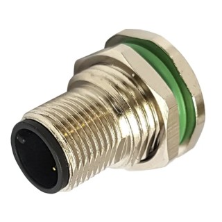 Bulgin Buccaneer M12 Series Circular Connector Socket, 4 Contacts, Rear Mount, Male, IP67, Nickel Housing PXMBNI12RPM04APCPG9