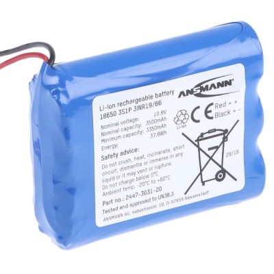 Ansmann 10.905 V Lithium-ion Rechargeable Battery Pack 3-Cell 3.5 Ah 2447-3031-20-520
