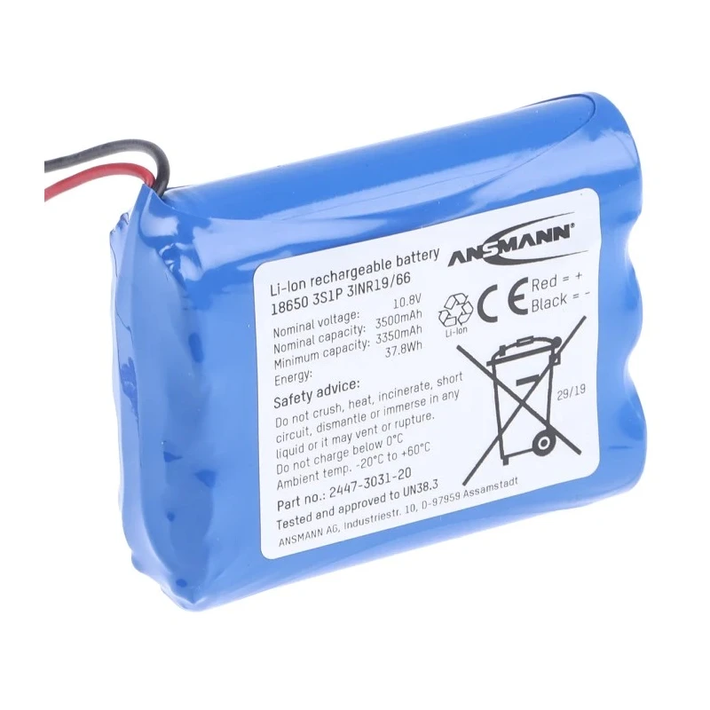 Ansmann 10.905 V Lithium-ion Rechargeable Battery Pack 3-Cell 3.5 Ah 2447-3031-20-520