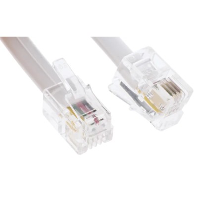Decelect Female RJ9 to Male Telephone Extension Cable White Sheath 1.5m CP162446B