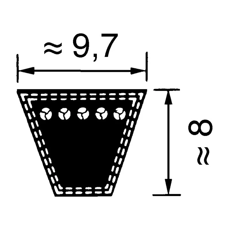 OPTIBELT Wedge Belt, belt section SPZ, Rubber, Outside Length 1925 mm, Inside Length 1962 mm, Belt Width 12.7 mm SPZ 2000