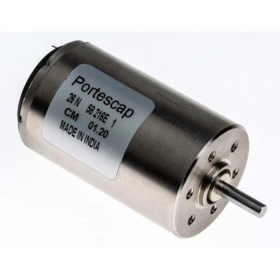 Portescap Low Inertia Type Servo DC Motor 5.75 W 12V dc 17.3 mNm 4700 rpm 3 mm Shaft Diameter 26N58-216E.1