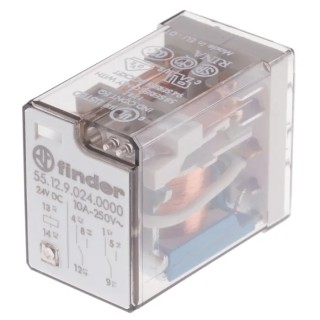 Finder PCB Power Relay 24V DC Coil, 10A Switching Current, DPDT Contact Configuration 55.12.9.024.0000