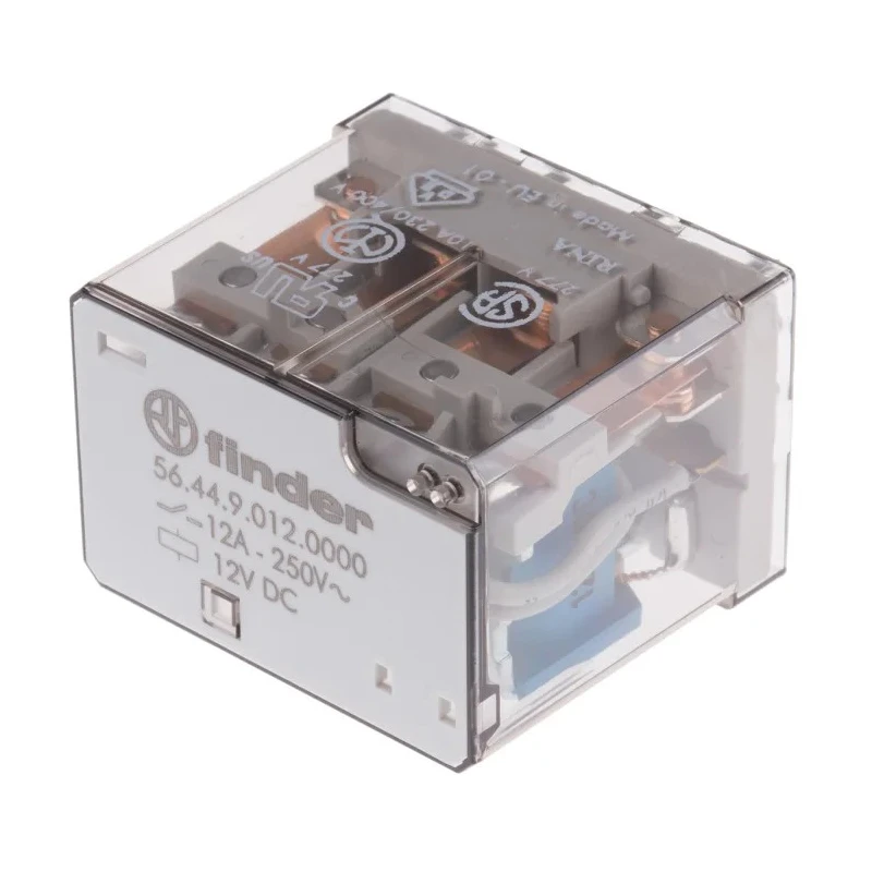 Finder 12V DC Coil Power Relay, 12A Switching Current, 4PDT Contact Configuration, PCB Mount 56.44.9.012.0000