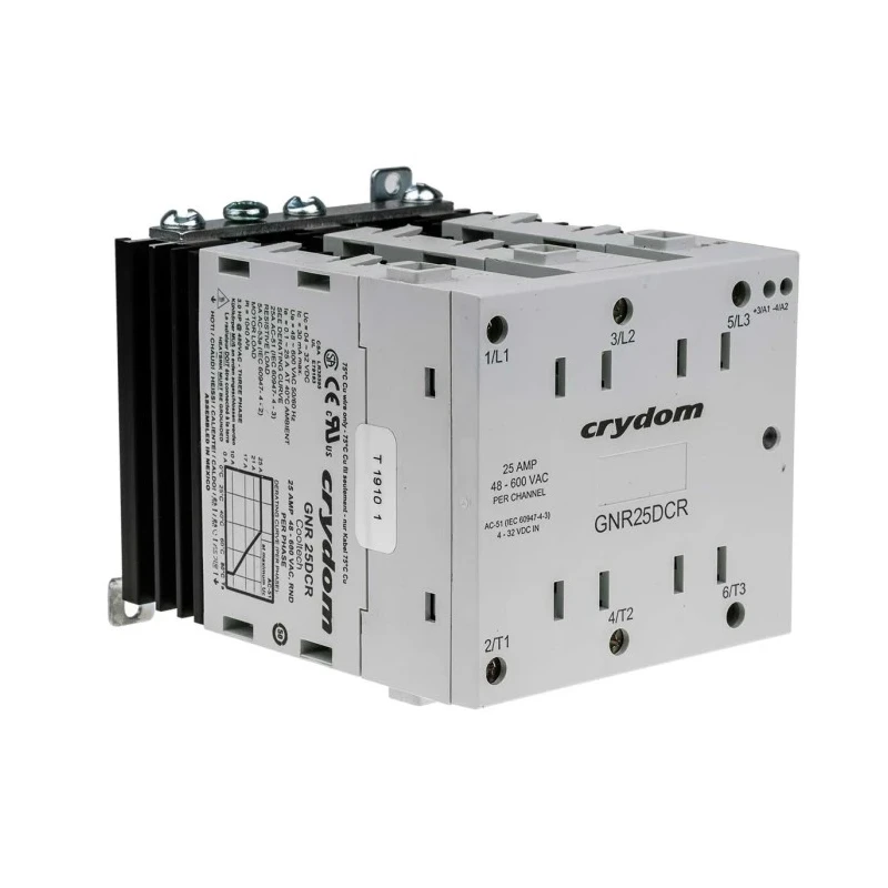 Crouzet GNR Series Solid State Relay 25 A Load 600 Vrms Load Panel Mount 32V dc Control GNR25DCR