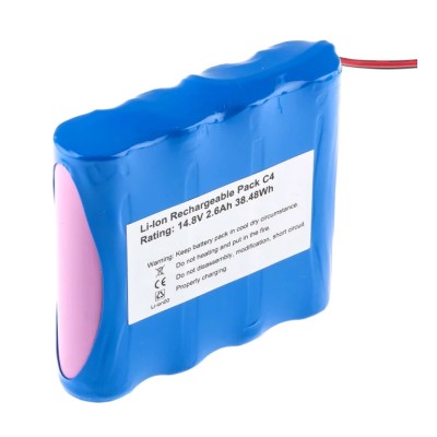 RS Pro 14.8 V Lithium-ion Rechargeable Battery Pack 2.6 Ah 4 Cells Wire Terminal 73x68x24 mm 144-9416