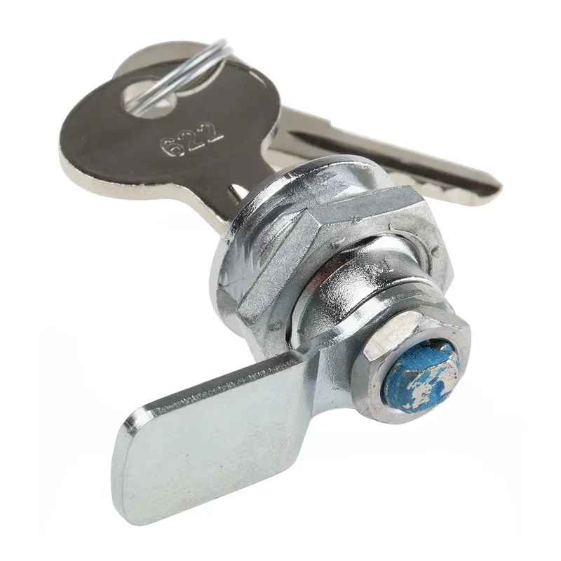 RS PRO Chrome Plated Zinc Cabinet Lock, Key Unlock, 16 mm Panel-to-Tongue Depth, Panel Cutout 16.2 x 14.2 mm 146-1808