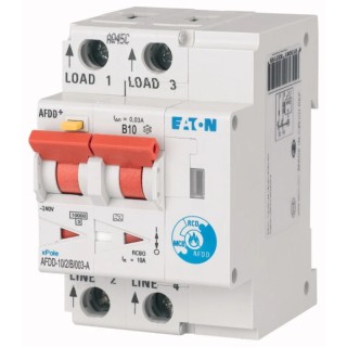 Eaton Residential RCBO 10A Current Rating 2-Pole 30 mA Trip Sensitivity Type B Thermal Magnetic 187168 AFDD-10/2/B/003-A